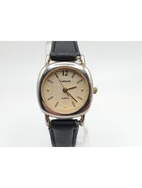 Carriage By Timex Quartz Womens Watch New Battery Black Band 23mm